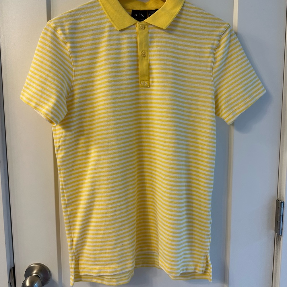 Armani Exchange Men's Yellow Striped Polo Shirt